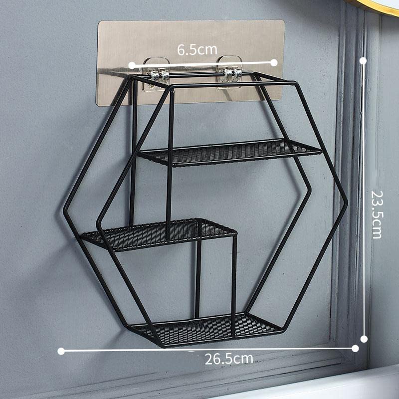 ZIVIK Self Adhesive Wall Mounted Hexagonal Wall Shelf Decorative Shelf Floating Shelf for Home Wall Shelf 3 TiersDisplay Racks Plant Flower Rack Decoration for Home Office Modern - Image 2