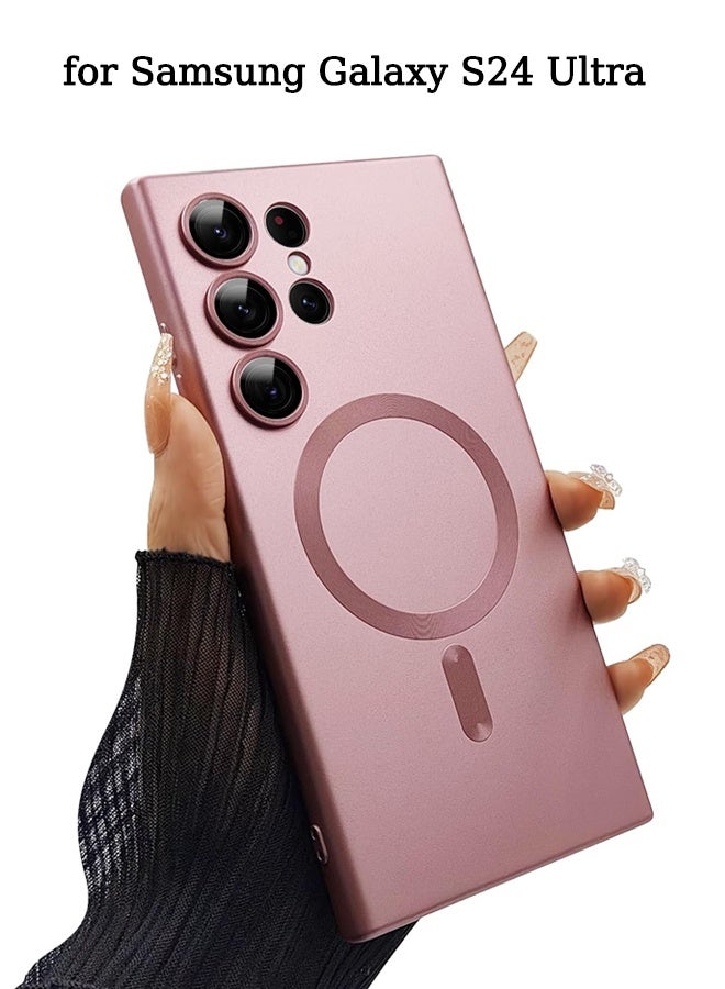 Magnetic case for Samsung Galaxy S24 Ultra Phone Case for Women/Men, Matte Luxury Soft Metallic Luster Design with Camera Lens Protector, Shockproof Anti-Scratch Phone Case 6.8" -Pink - Image 1