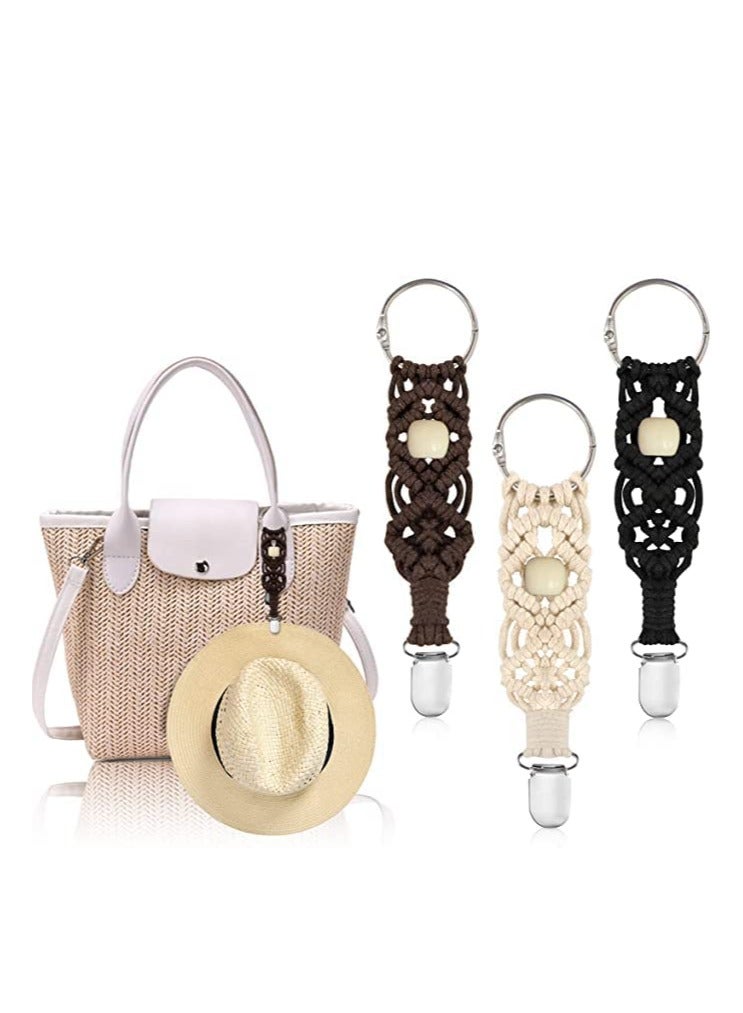3 Pcs Travel Hat Clips for Knitting, Suitable for Bags, Backpacks & Luggage, Ideal Outdoor Accessory for Women, Kids & Adults (Black, Beige, Brown)  - Image 1