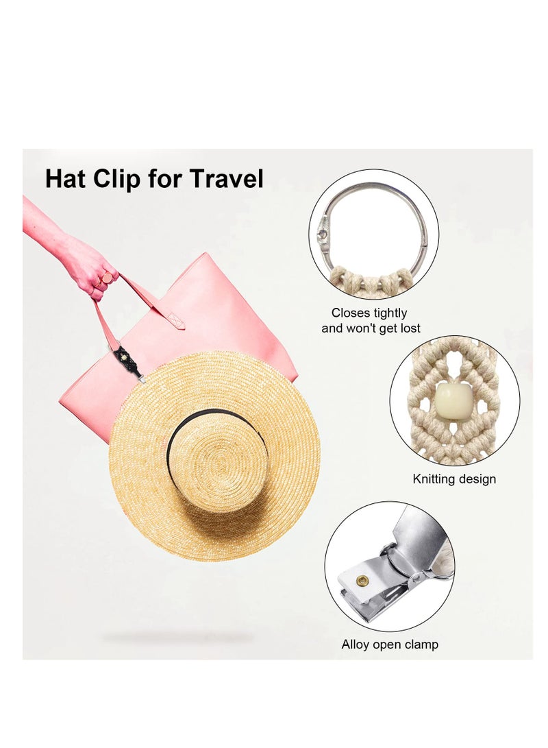 3 Pcs Travel Hat Clips for Knitting, Suitable for Bags, Backpacks & Luggage, Ideal Outdoor Accessory for Women, Kids & Adults (Black, Beige, Brown)  - Image 4