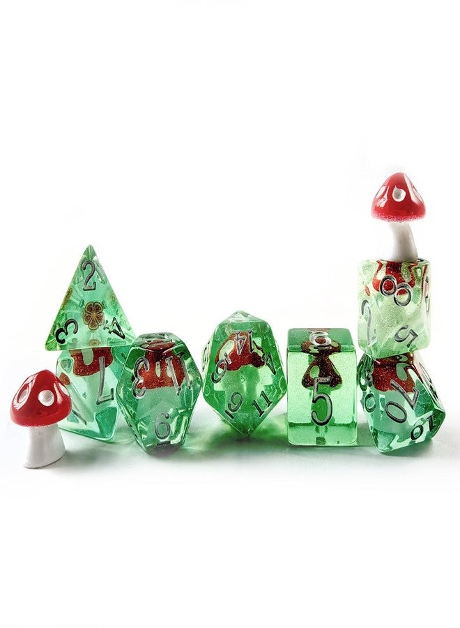 BESCON Mushroom 7PCS DND Polyhedral Dice Set, Cartoon Mushroom Dice for Role Playing Dice Games and RPG MTG Table Games - Image 1