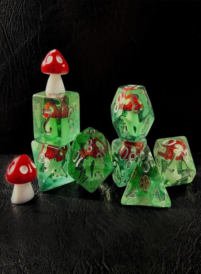 BESCON Mushroom 7PCS DND Polyhedral Dice Set, Cartoon Mushroom Dice for Role Playing Dice Games and RPG MTG Table Games - Image 2