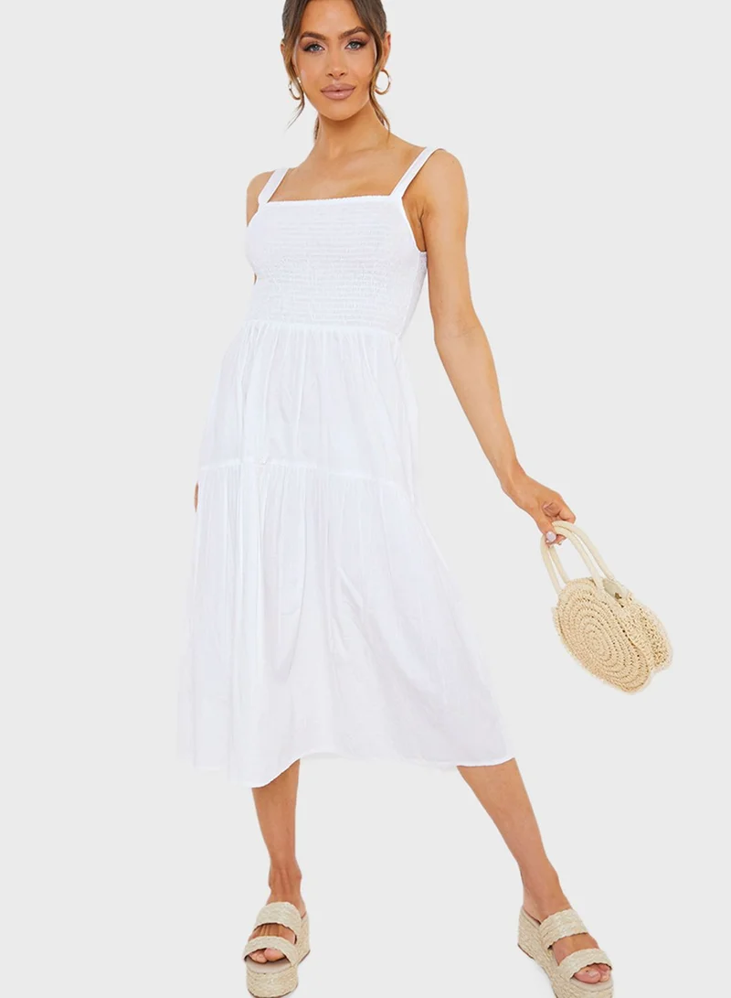 In the style Shirred Midi Dress