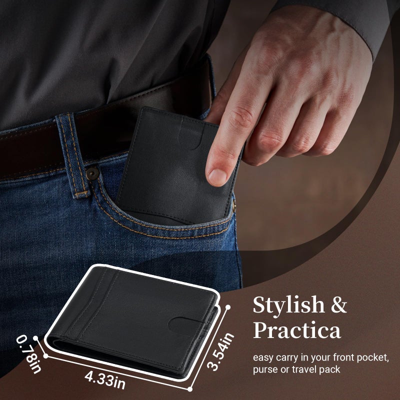 GNDR Wallet For Men Black Leather RFID Blocking Bifold Front Pocket Wallets Card Holder Mens Accessories With Gift Box - Image 3