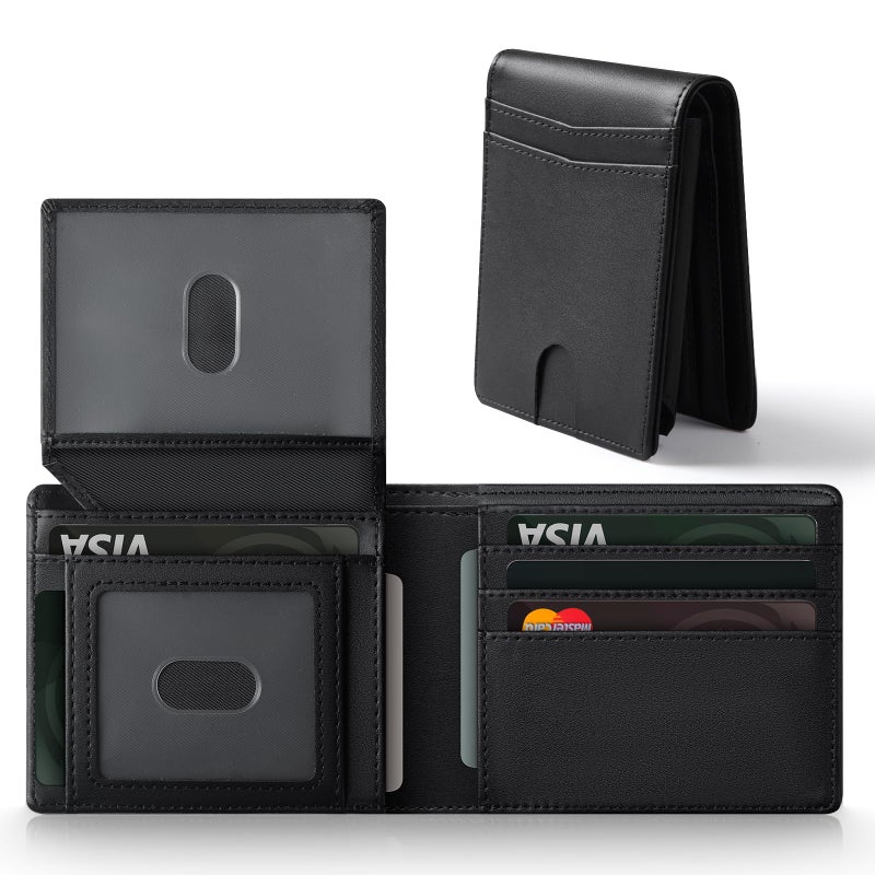 GNDR Wallet For Men Black Leather RFID Blocking Bifold Front Pocket Wallets Card Holder Mens Accessories With Gift Box - Image 1
