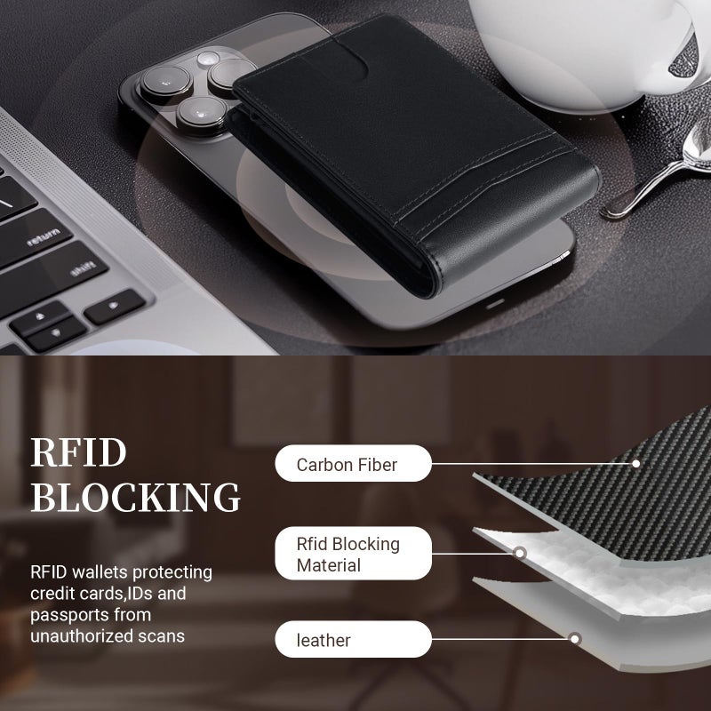 GNDR Wallet For Men Black Leather RFID Blocking Bifold Front Pocket Wallets Card Holder Mens Accessories With Gift Box - Image 4
