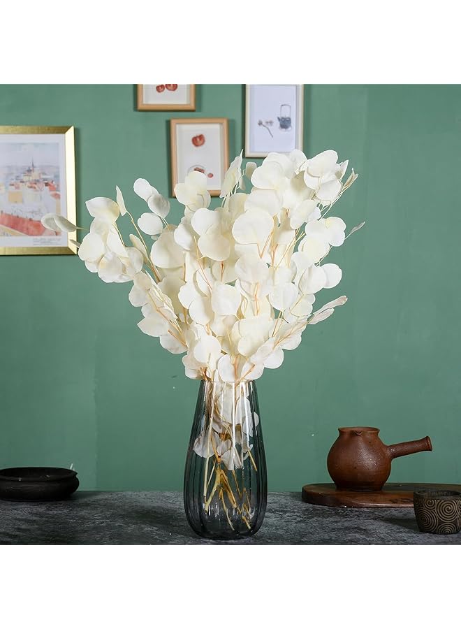 erorex Artificial Eucalyptus Leaf Stems Fake Silver Dollar Eucalyptus Leaf Branches Real Creamy White Flowers Natural Fresh Green Plant Decoration Suitable For Home Party Wedding Decoration - Image 4