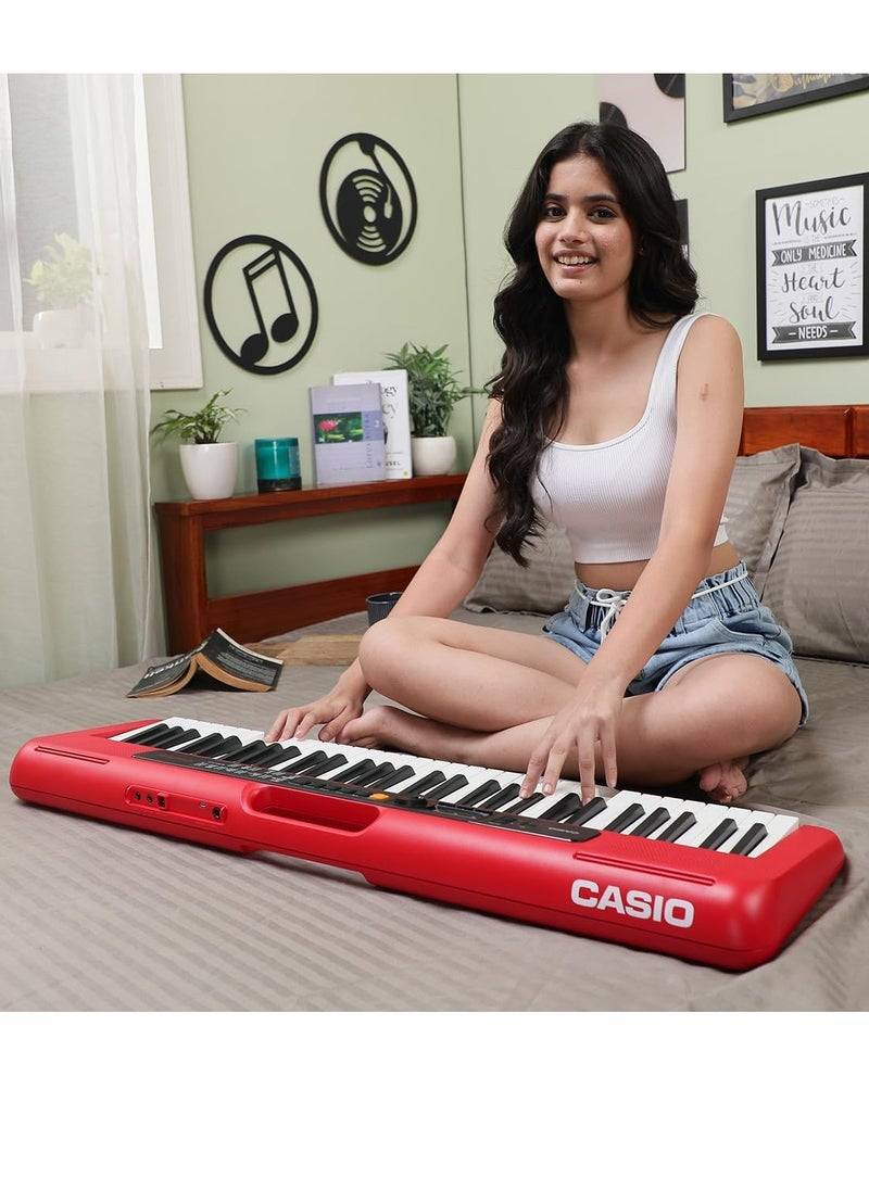 CASIO - CT-S200 Digital Piano Keyboard - Red - 61 Keys - 400 Tones - 77 Rhythms, With Power Adaptor - Image 1