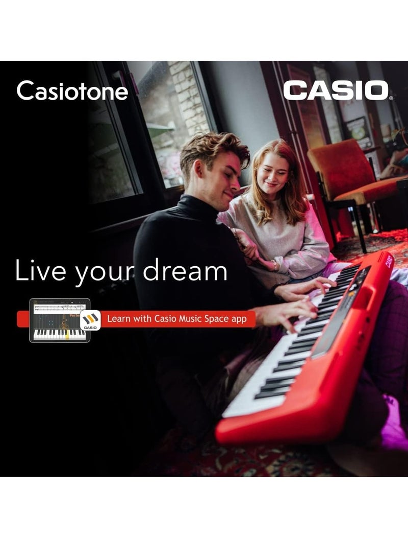 CASIO - CT-S200 Digital Piano Keyboard - Red - 61 Keys - 400 Tones - 77 Rhythms, With Power Adaptor - Image 1