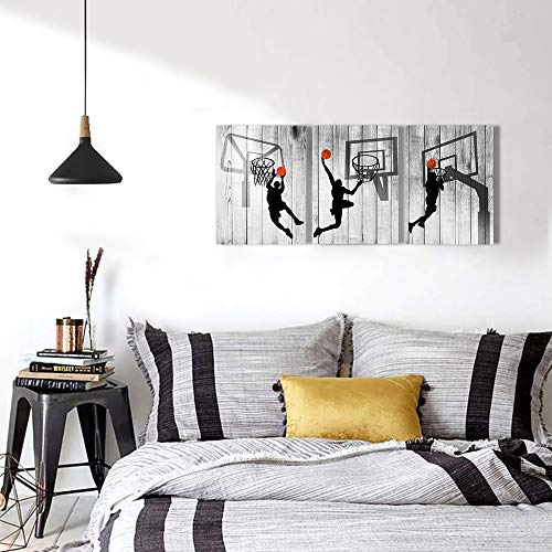 TTHYUEWS Black and white Canvas Wall Art for living room bathroom and bedroom kitchen wall decor artwork Canvas Prints play basketball sport painting 12" x 16"3 Piece Modern framed office Home decorations - Image 5