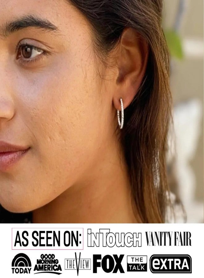 كايت آند كلوي أقراط روزالين من كيت آند كلوي، مطلية بالذهب الأبيض عيار 18 قيراطًا، مصنوعة من الفضة بقطر 20 مم، مرصعة بكريستالات من الماس الصناعي، قطعة مجوهرات أنيقة نصف دائرية للنساء، هدية مثالية لها في عيد الميلاد، أو عيد ميلادها، أو ذكرى زواجها. - Image 3