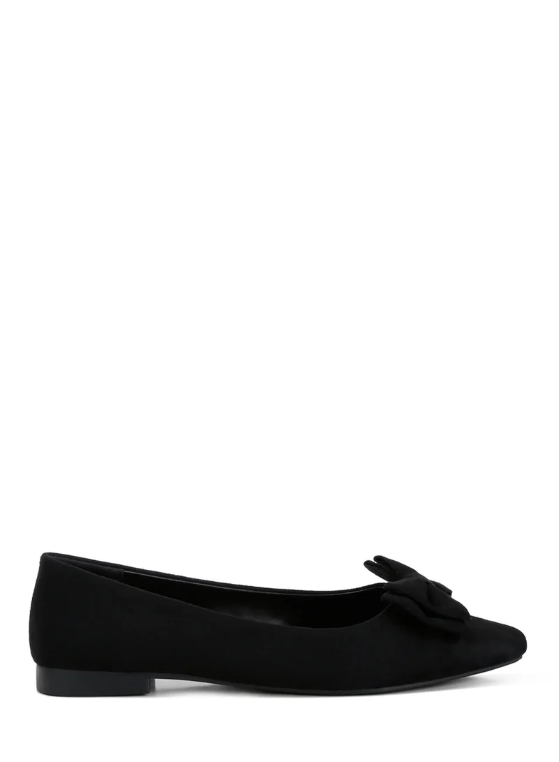 London Rag Micro Suede Bow Ballerinas in Black