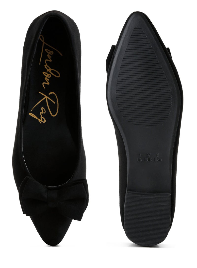 لندن راج حذاء باليرينا من جلد سويدي صغير باللون الأسود - Image 4