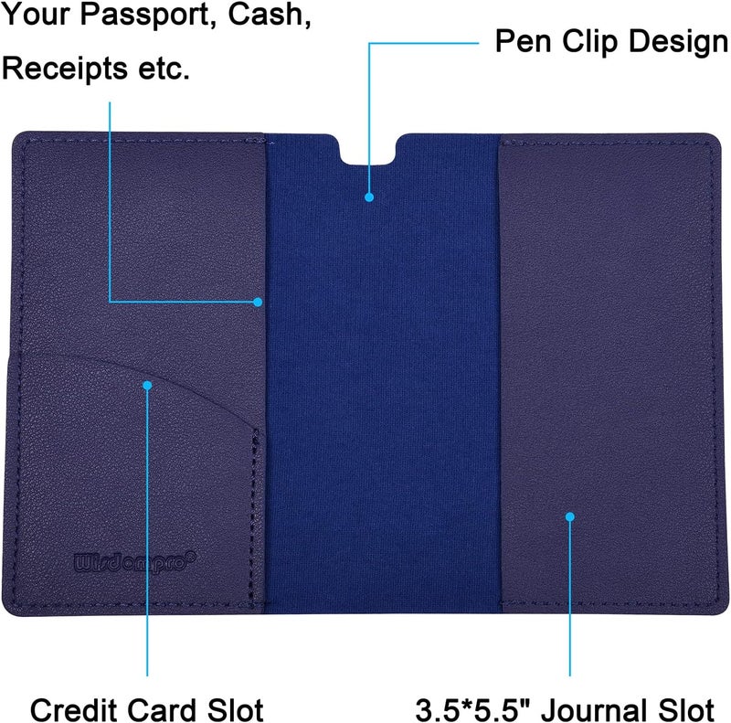 Wisdompro Journal Cover, 2 Pack PU Leather Notebook Cover for Field Notes, or Other 3.5" x 5.5" Pocket Notebooks - Blue - Image 5