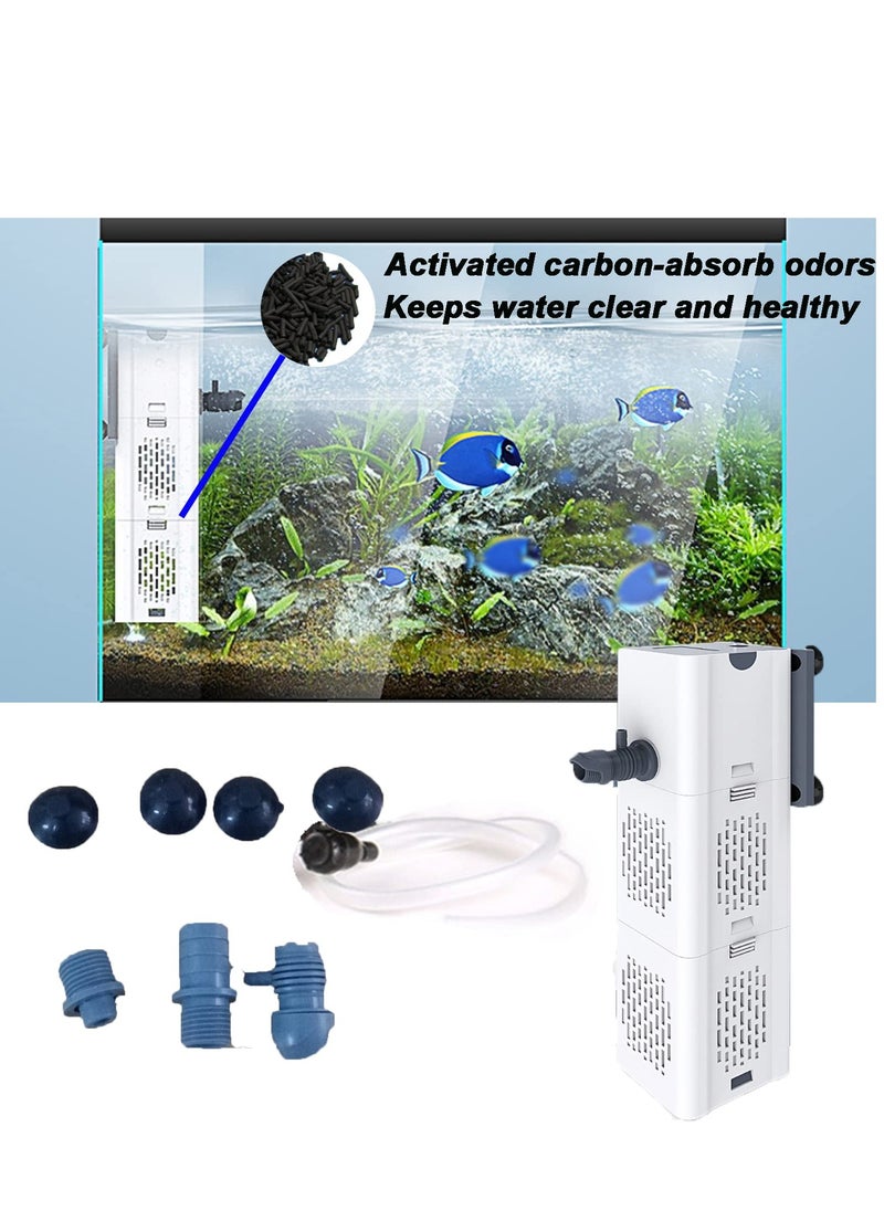 SYOSI - Fish Tank Filter 4-in-1 Internal Aquarium Filter,500-1800L/H Submersible Water Filter Pump Multifunctional Filter Water Pump for Betta, Turtle, Pond Fish, Garden.  (6W 134GPH (500L/H)) - Image 1