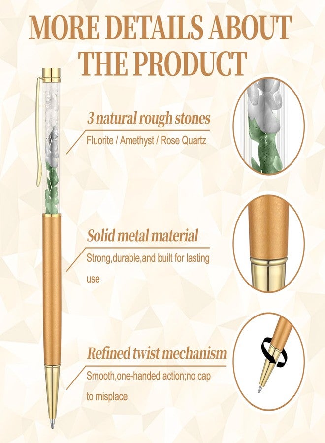 Resholder Handcraft Crystal Pen Gifts for New Beginnings New Chapter Gift Healing Crystal Pen Spiritual Card Organza Bag for Coworker Leaving Job Promotion Protection Anxiety Present for Loved, Gold - Image 5