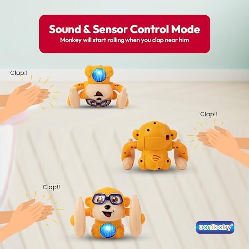 StarAndDaisy Uonibaby by StarAndDaisy Baby Dancing Monkey Toy with 360 Degree Rotation, Clap Activated Music and LED Lights | Interactive Learning Toy for Babies Toddlers Kids Boys Girls -Yellow - Image 3