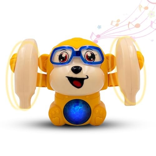 StarAndDaisy Uonibaby by StarAndDaisy Baby Dancing Monkey Toy with 360 Degree Rotation, Clap Activated Music and LED Lights | Interactive Learning Toy for Babies Toddlers Kids Boys Girls -Yellow - Image 1