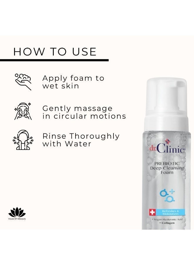 dr.Clinic DR. CLINIC | Prebiotic Face Wash for All Skin Types | Gentle Foaming Cleanser with Hyaluronic Acid & Panthenol | Hydrating Daily Facial Wash for Men & Women | 160ml - Image 4