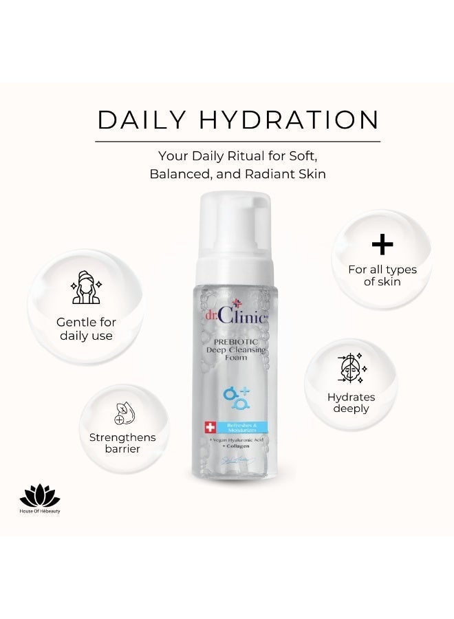 dr.Clinic DR. CLINIC | Prebiotic Face Wash for All Skin Types | Gentle Foaming Cleanser with Hyaluronic Acid & Panthenol | Hydrating Daily Facial Wash for Men & Women | 160ml - Image 3
