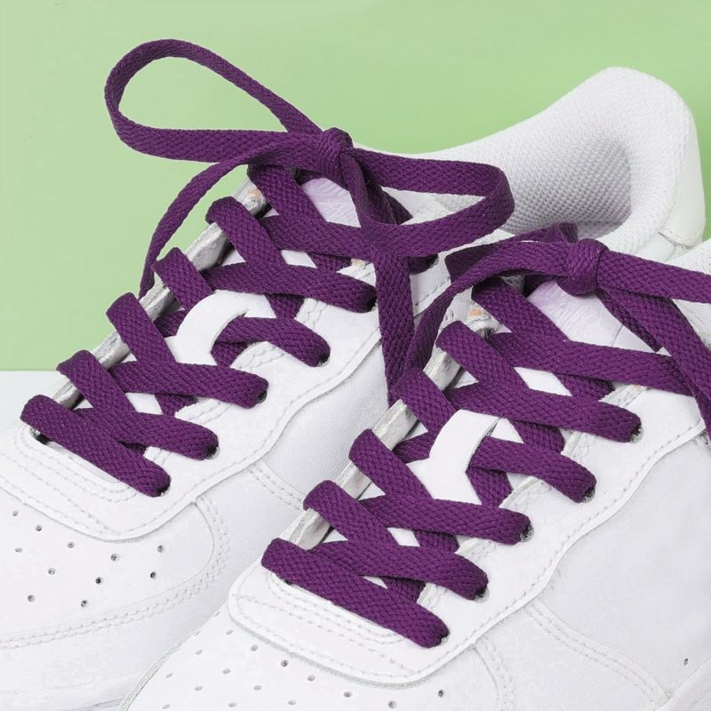 Flat Shoelaces 2 Pairs Purple 8mm Wide Polyester Flat Lace - Durable Replacement Laces for Sneakers Athletic Shoes - Image 2