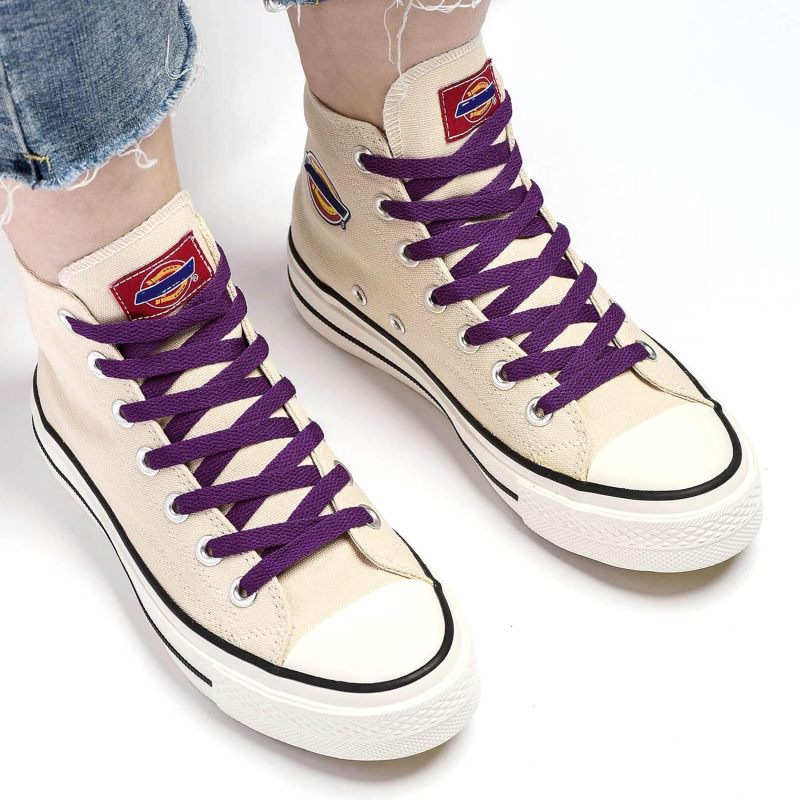 Flat Shoelaces 2 Pairs Purple 8mm Wide Polyester Flat Lace - Durable Replacement Laces for Sneakers Athletic Shoes - Image 3