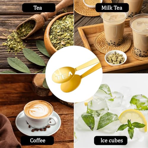 Supvox® Tea Bag Tongs 4.72 inches Stainless Steel Loose Tea Leaf Tongs Stylish Cutout Design Kitchen Utility Tongs for Ice Cube, Ingredients, Tea Bags, Loose Tea, Golden & Silver - Image 5