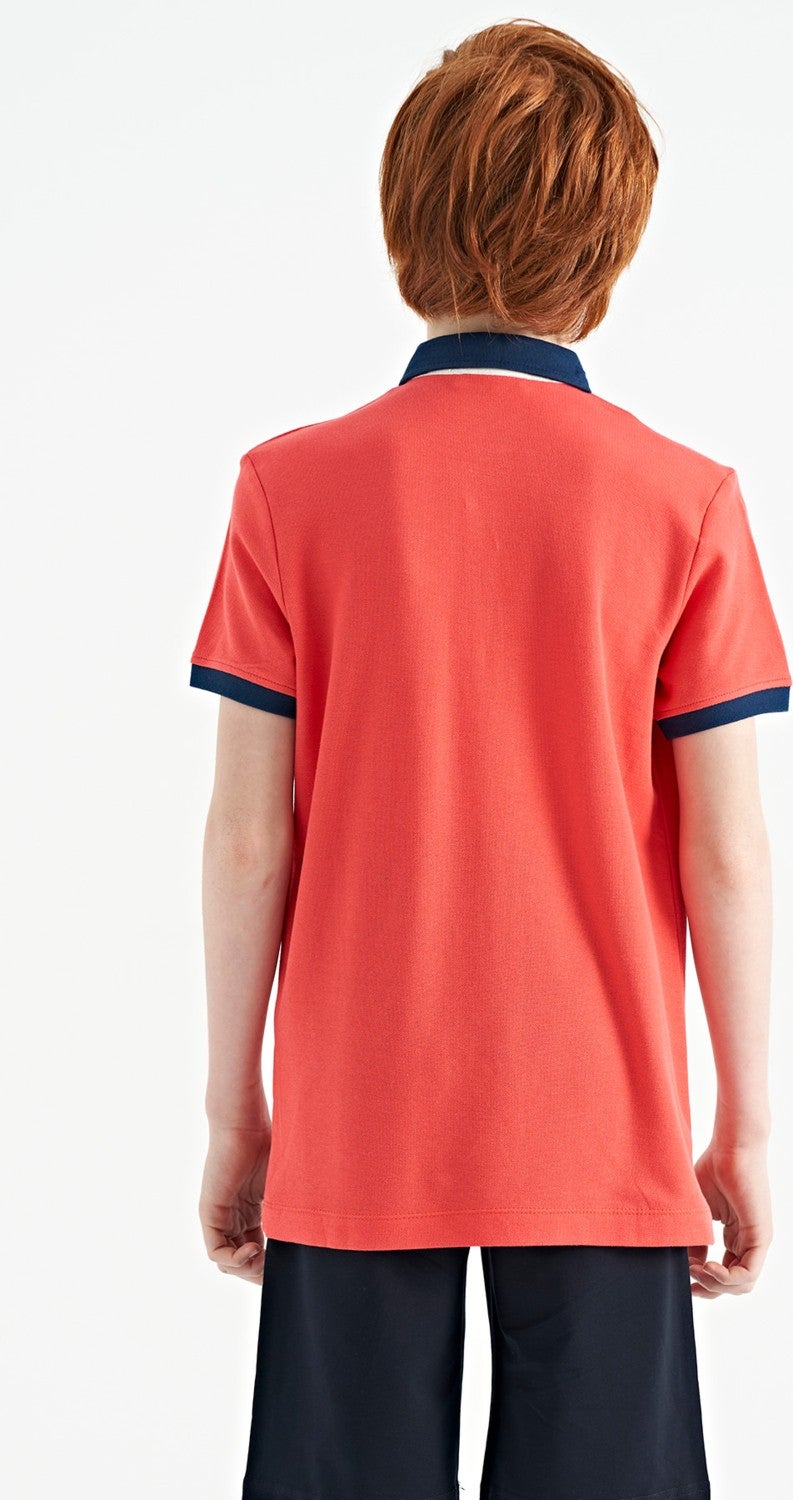 Tommy Life Coral Print Detailed Standard Pattern Polo Collar Boy T-Shirt - 11140 - Image 3