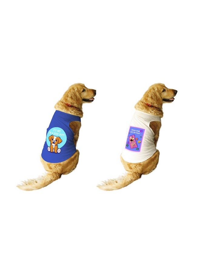 rusepin Set Of 2 I M A Good Boy & Gonna Soak Pup The Sun Printed Dog Tank Round Neck Sleeveless Vest T-Shirt/Tees Apparel/Clothes/Combo Tees Gift For Dogs(Royal Blue & White/Xl (Retrievers, Labs Etc.)  - Image 1
