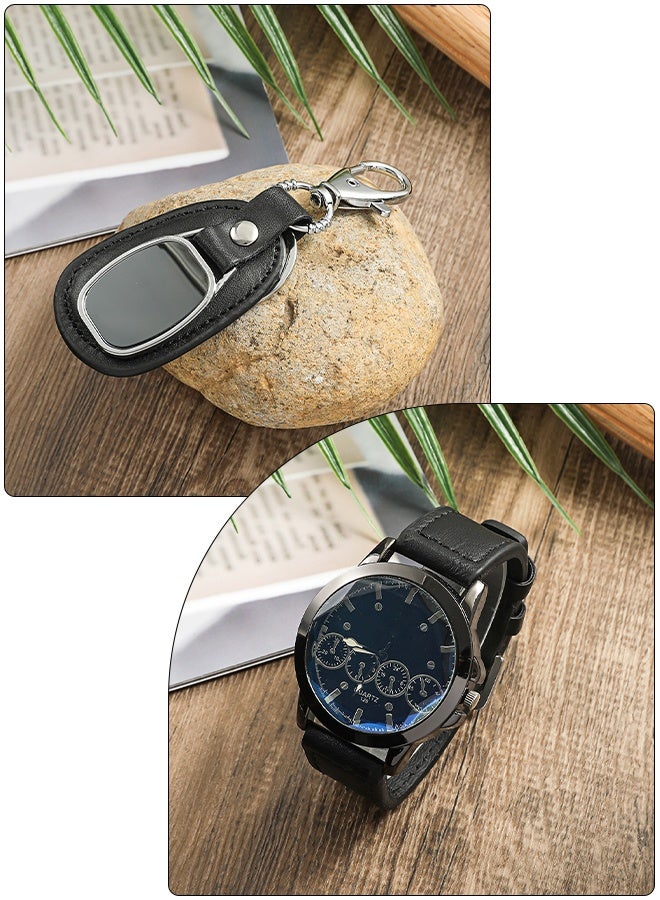 DUNISO مجموعة هدايا ساعة للرجال 5 قطع، مجموعة هدايا فاخرة للأعمال، مجموعة ساعات كوارتز بحزام جلد أنيق، هدية للزوج، الأب، التخرج، عيد الميلاد، الأصدقاء، المعلم، الطالب - Image 5