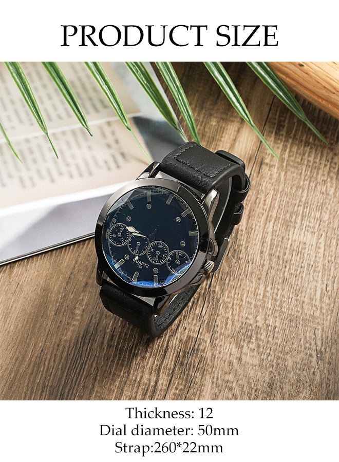 DUNISO مجموعة هدايا ساعة للرجال 5 قطع، مجموعة هدايا فاخرة للأعمال، مجموعة ساعات كوارتز بحزام جلد أنيق، هدية للزوج، الأب، التخرج، عيد الميلاد، الأصدقاء، المعلم، الطالب - Image 2