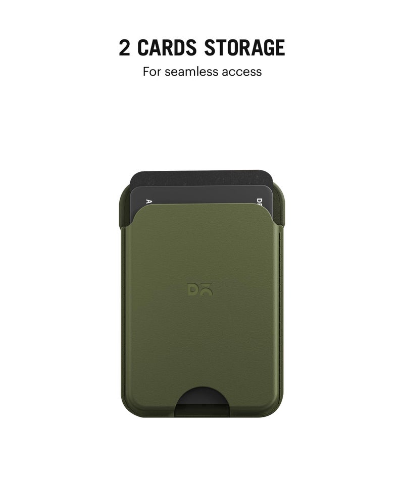DailyObjects Leather Magnetic Wallet Card Holder | Designed for MagSafe Compatible with iPhone 16, iPhone 15, iPhone 14, iPhone 13, iPhone 12 Models | Premium Design | Full-Grain Leather - Green-Olive - Image 3