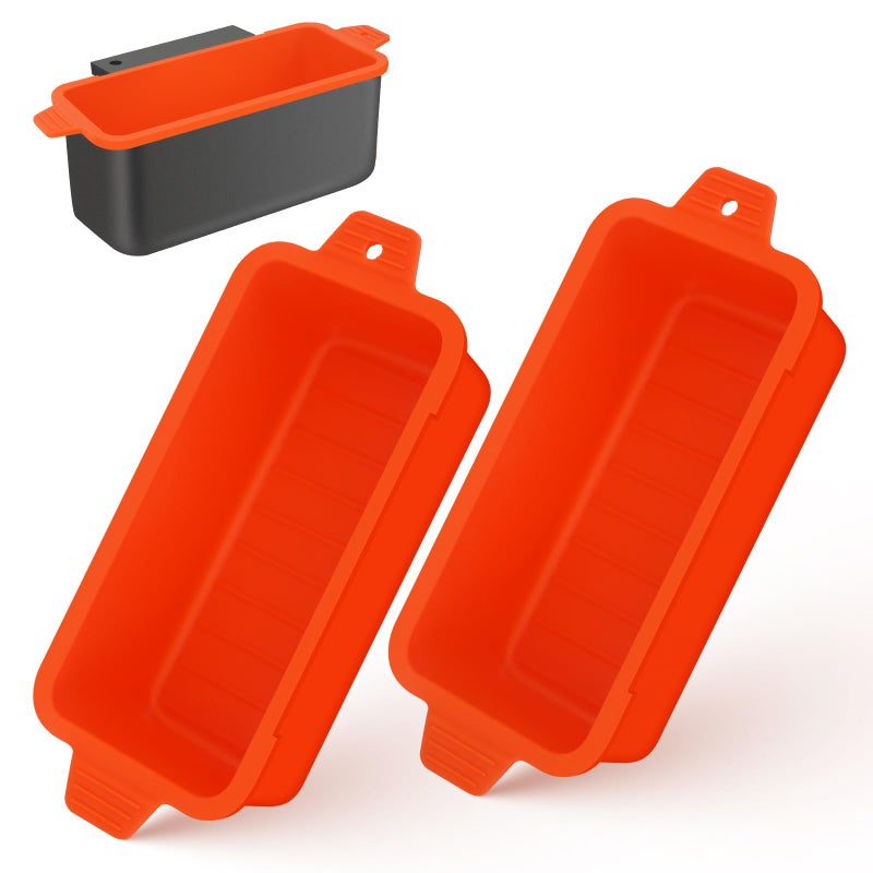 Oliggive 2 PCS Silicone Grease Cup Liners for Blackstone 36 28 22 17 Inch Griddle,Reusable Grease Catcher Cup Liner Grill Grease Tray,Durable Drip Pans Blackstone Griddle Accessories,Orange - Image 1