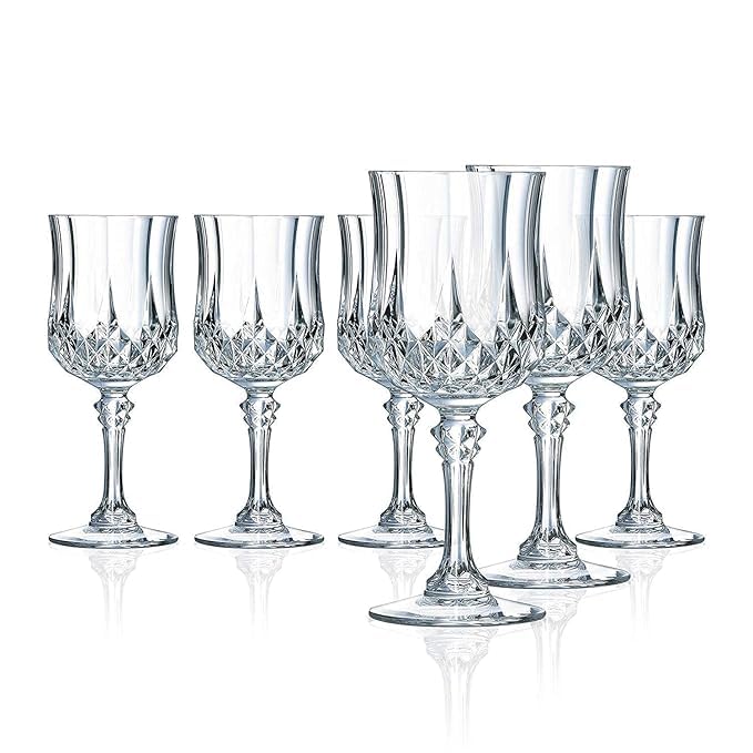 Dakshayanii Crystal LongChamp Wine Glasses Vintage Wedding Premium Glass Party Barware 180 ml Ideal for Soda Milk Coke Water Juice and Mixed Drinks Set of 6