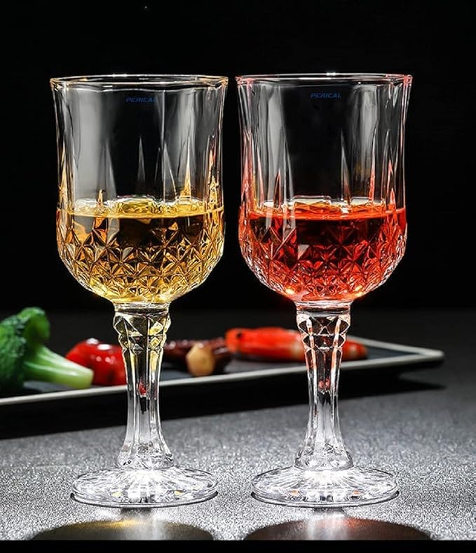 Dakshayanii Crystal LongChamp Wine Glasses Vintage Wedding Premium Glass Party Barware 180 ml Ideal for Soda Milk Coke Water Juice and Mixed Drinks Set of 6