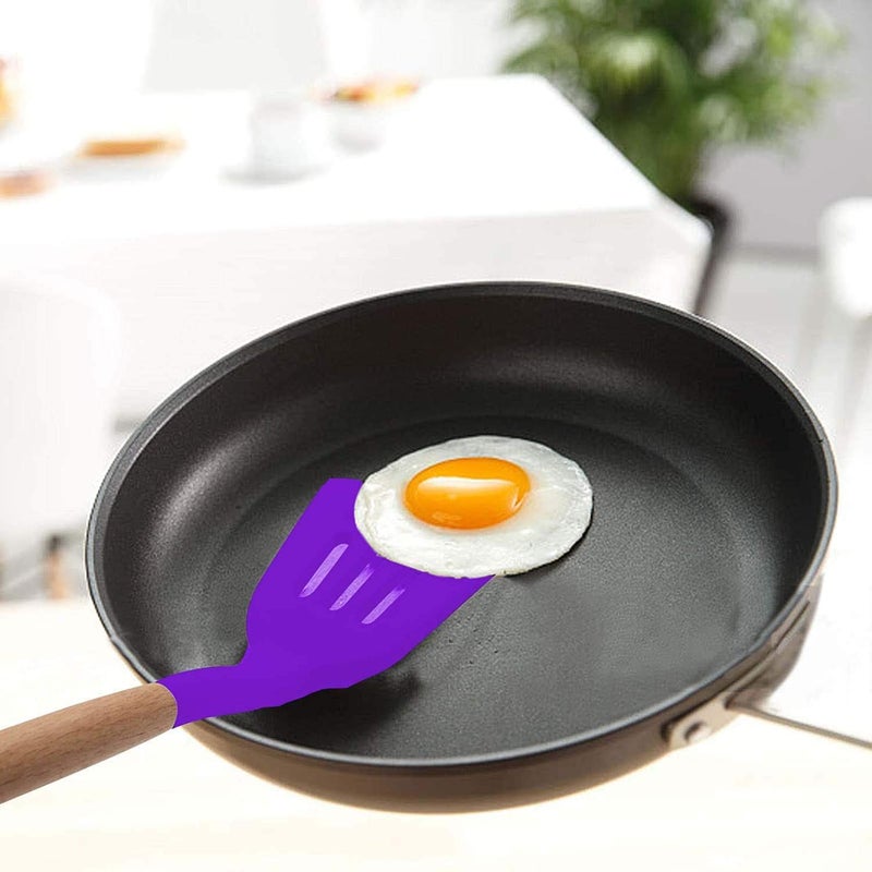 P Plus fireSet of 5 Piece Silicone spatulas Cooking Utensil Set with Natural Acacia Hard Wood HandleWOODEN5APPLUS Purple - Image 5
