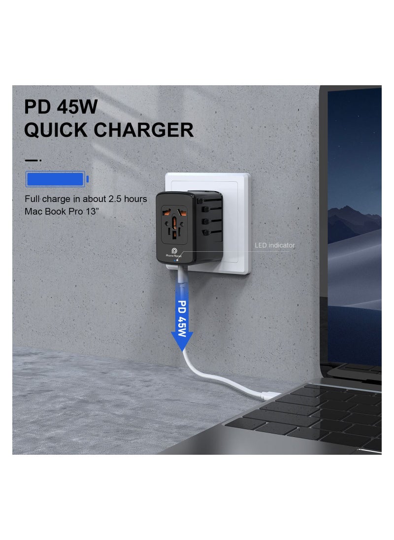 Phone Planet - Universal Travel Power Adapter Black - Image 1
