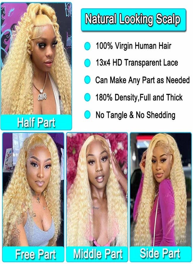 WPPIKK 613 Lace Front Wig Human Hair 180 Density Blonde Wig Human Hair Wet and Wavy Wigs for Black Women Glueless HD Lace Frontal Wigs (22 Inch) - Image 5