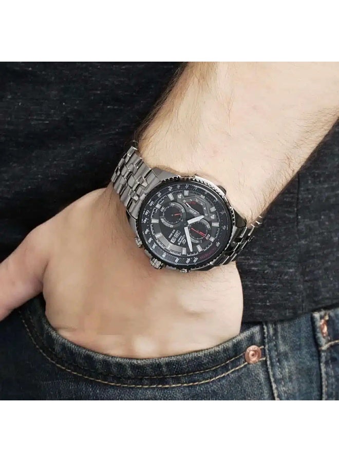 Casio Edifice EF-558D-1AV Men’s Chronograph Watch – Black Dial, Silver Stainless Steel Bracelet, Quartz Movement - Image 4