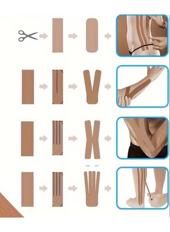 كلين ويف شريط لاصق رياضي كينيسيولوجي 2.5 سم × 5 متر – دعم العضلات وتخفيف الألم، مقاوم للماء وقابل للتنفس للرياضة والجيم والجري – بيج فاتح. - Image 5