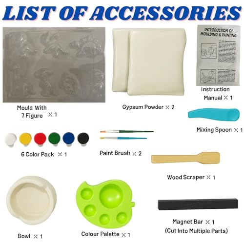GRAPHENE 12 Pcs DIY Mould & Paint Craft Kit Toys Dinosaurs Kids Plaster Figurine Set With Color Palette Mould Painting Colour Clay Art & Craft Set Educational Gift Toys For 3 4 5 6 7 8+ Year Old Boys & Girls - Image 4