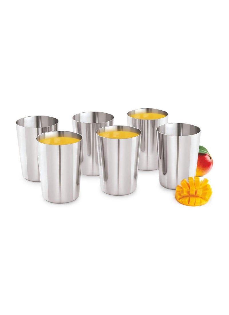 BLACKSTONE - Set of 2 Stainless Steel Cup Dolphine Glass for Drinking Water Lassi and Juice 350ml - Image 1