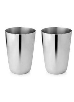 Set of 2 Stainless Steel Cup Dolphine Glass for Drinking Water Lassi and Juice 350ml