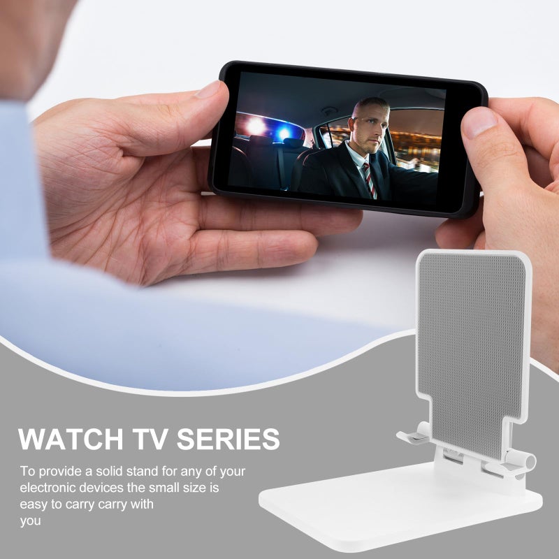 Universal Adjustable Aluminum Tablet Stand Dual Joint Rotation Portable Foldable Holder Pearl White - Image 5