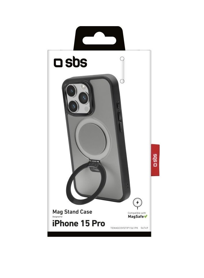 SBS  iPhone 15 Pro MagSafe-compatible cover with metal details and a ring/stand function - Image 2