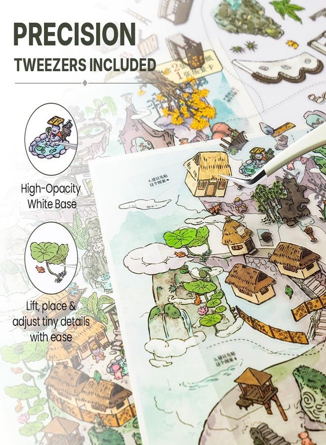 Cryslora 2 Sets Sticker Scene with Tweezers, Large PET Sticker Room Scene, Sticker Therapy for Adults and Teens - Image 5