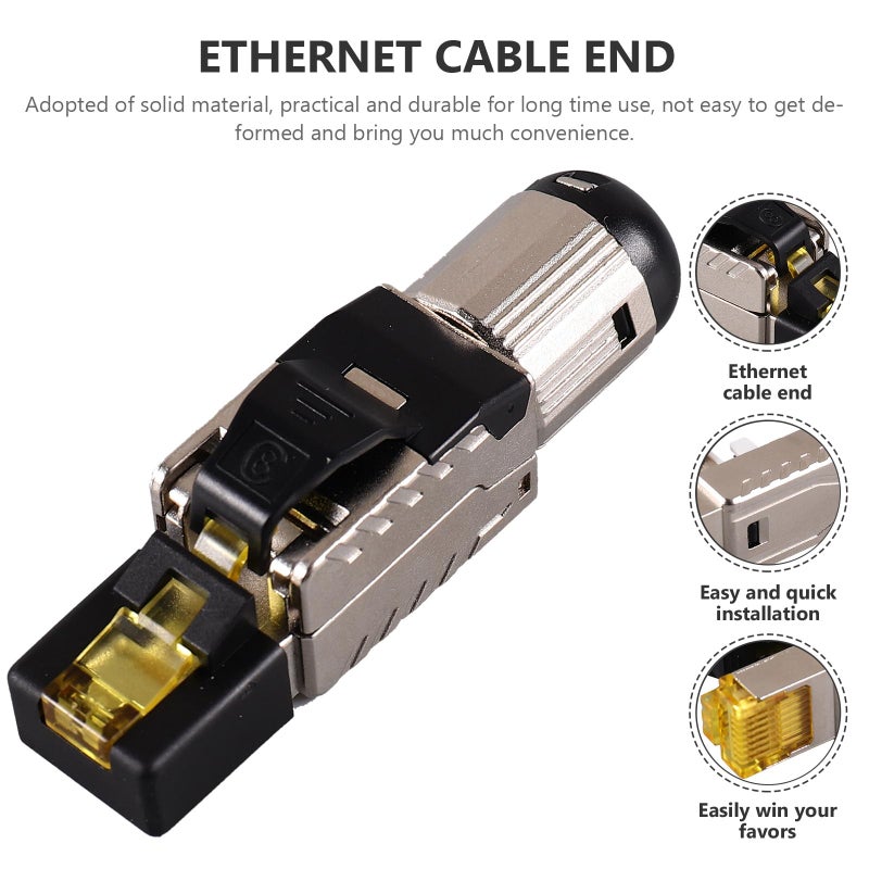 Cat8 Shielded RJ45 Pass Through Ethernet Connector Plug Tool Free Crimp LAN Coupler - Image 4