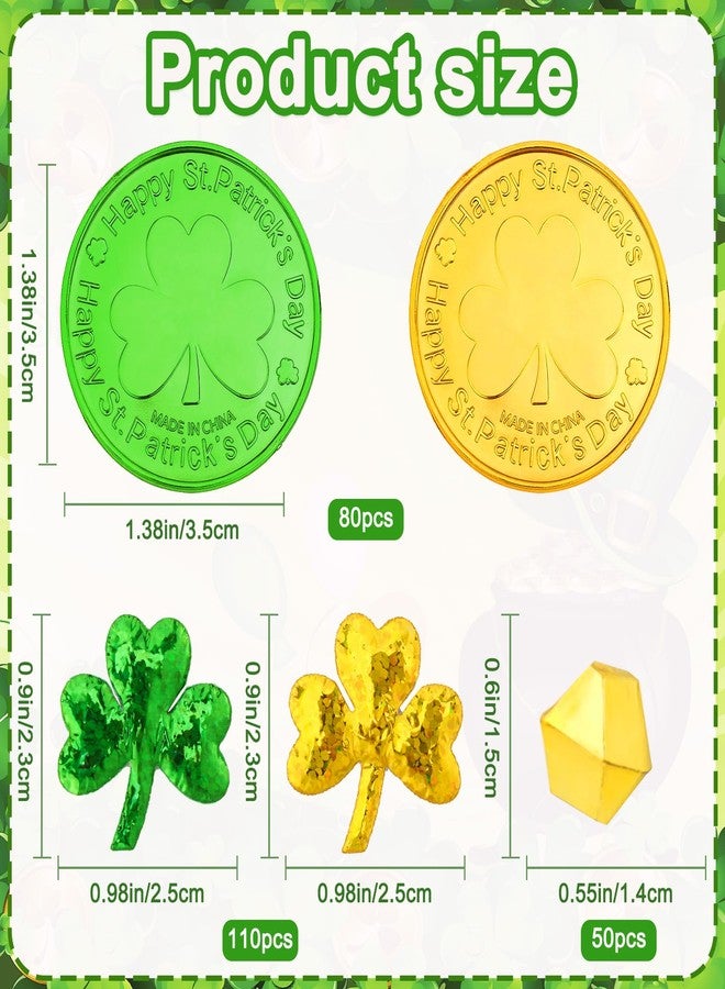 MARFOREVER 240 Pcs St. Patrick's Day Decorations, 80 Gold Coins 50 Gem 110 Sponge Shamrocks, St. Patrick's Day Coins for Table Centerpieces, Party Favors, Classroom Activities - Image 2