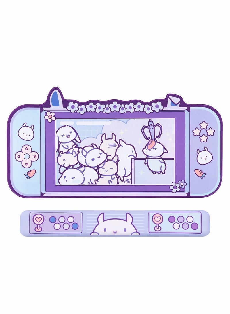 Zikra Large Rabbit Mouse Pad and Wrist Rest Set - 80*44cm Non-Slip Rubber Base Desk Pad for Keyboard and Mouse Perfect for Gaming or Home Office Work (Mouse Pad and Wrist Rest) - Image 1