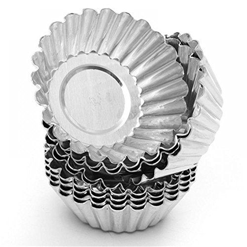 NNonStick Egg Tart Molds Carbon Steel Mini Baking Cup Reusable Baking Tinplate Round Muffin Cups Cupcake Cake Muffin Mold Tin Pan for Pies Cheese Cakes Desserts Egg Tart28 x 08inch